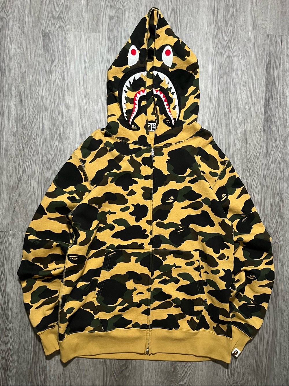 Bape 1st camo Shark PONR Hoodie authentic full zip mens XXL sweater AOP